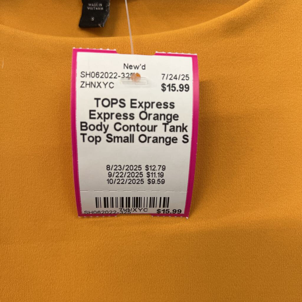 Express Orange Body Contour Tank Top Small