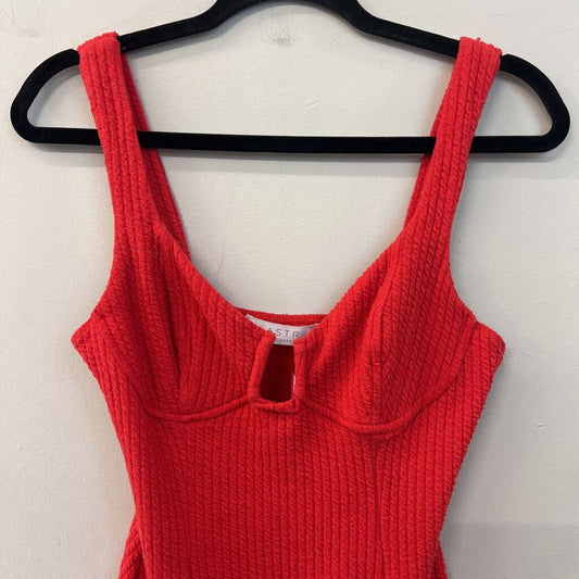 ASTR Red Textured Tank Bodysuit Medium
