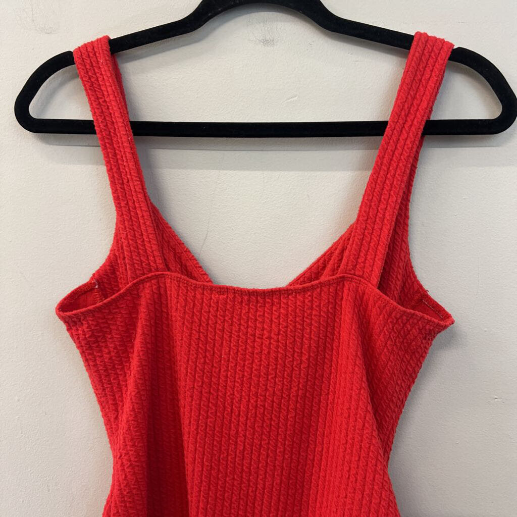 ASTR Red Textured Tank Bodysuit Medium