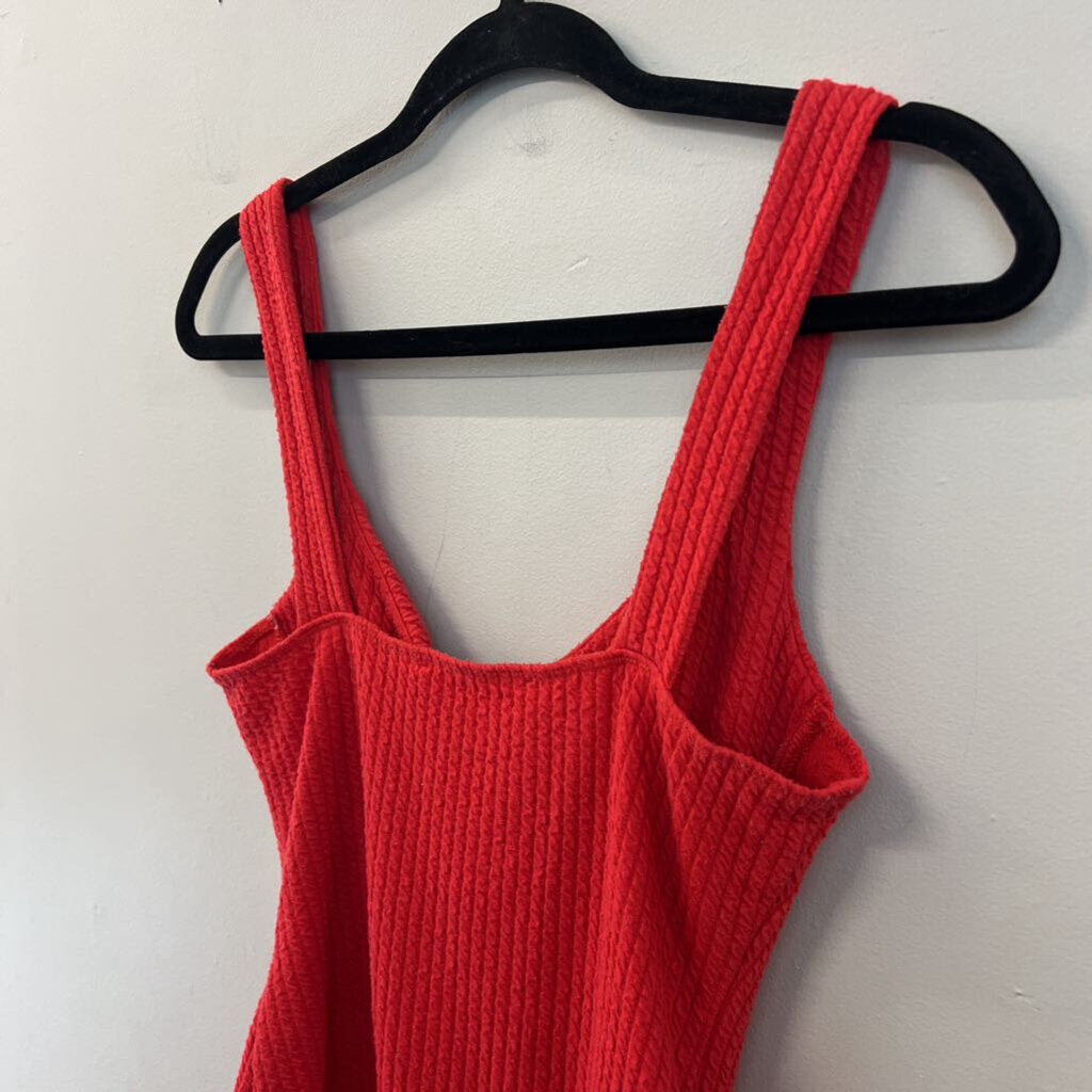 ASTR Red Textured Tank Bodysuit Medium