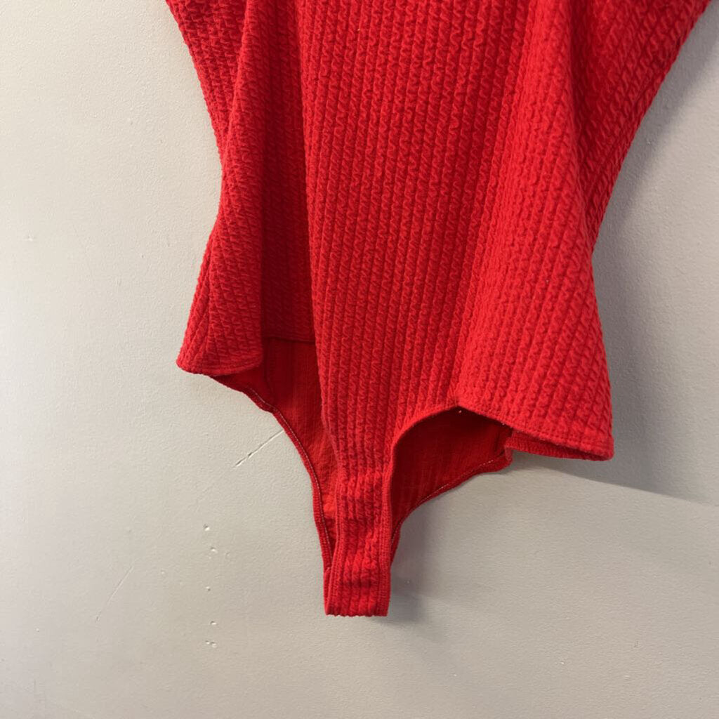 ASTR Red Textured Tank Bodysuit Medium