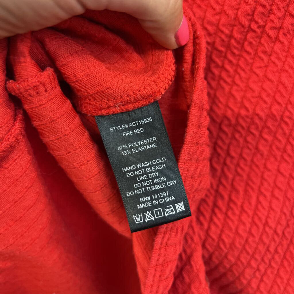 ASTR Red Textured Tank Bodysuit Medium