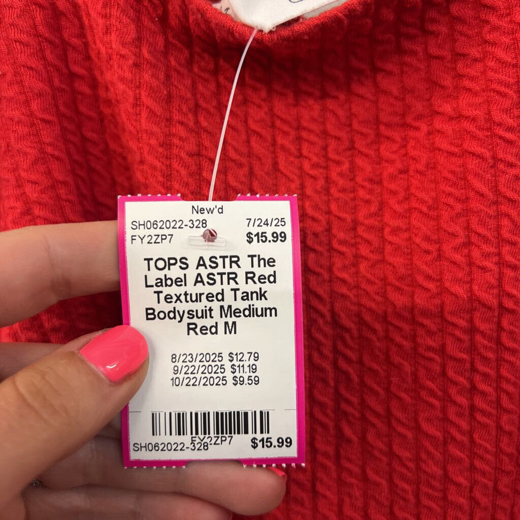 ASTR Red Textured Tank Bodysuit Medium
