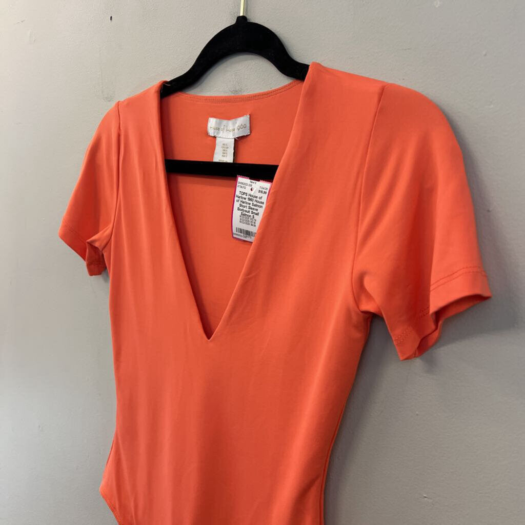 House of Harlow Salmon Short Sleeve Bodysuit Small