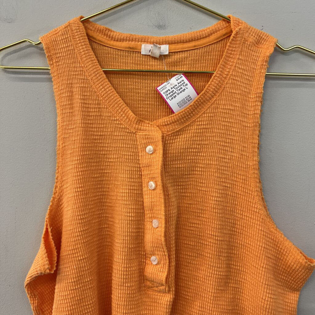 Aerie Orange Textured Cropped Tank Top Large