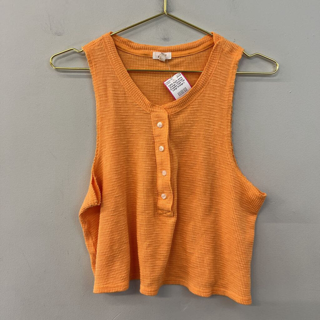 Aerie Orange Textured Cropped Tank Top Large