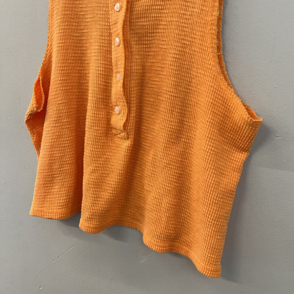 Aerie Orange Textured Cropped Tank Top Large