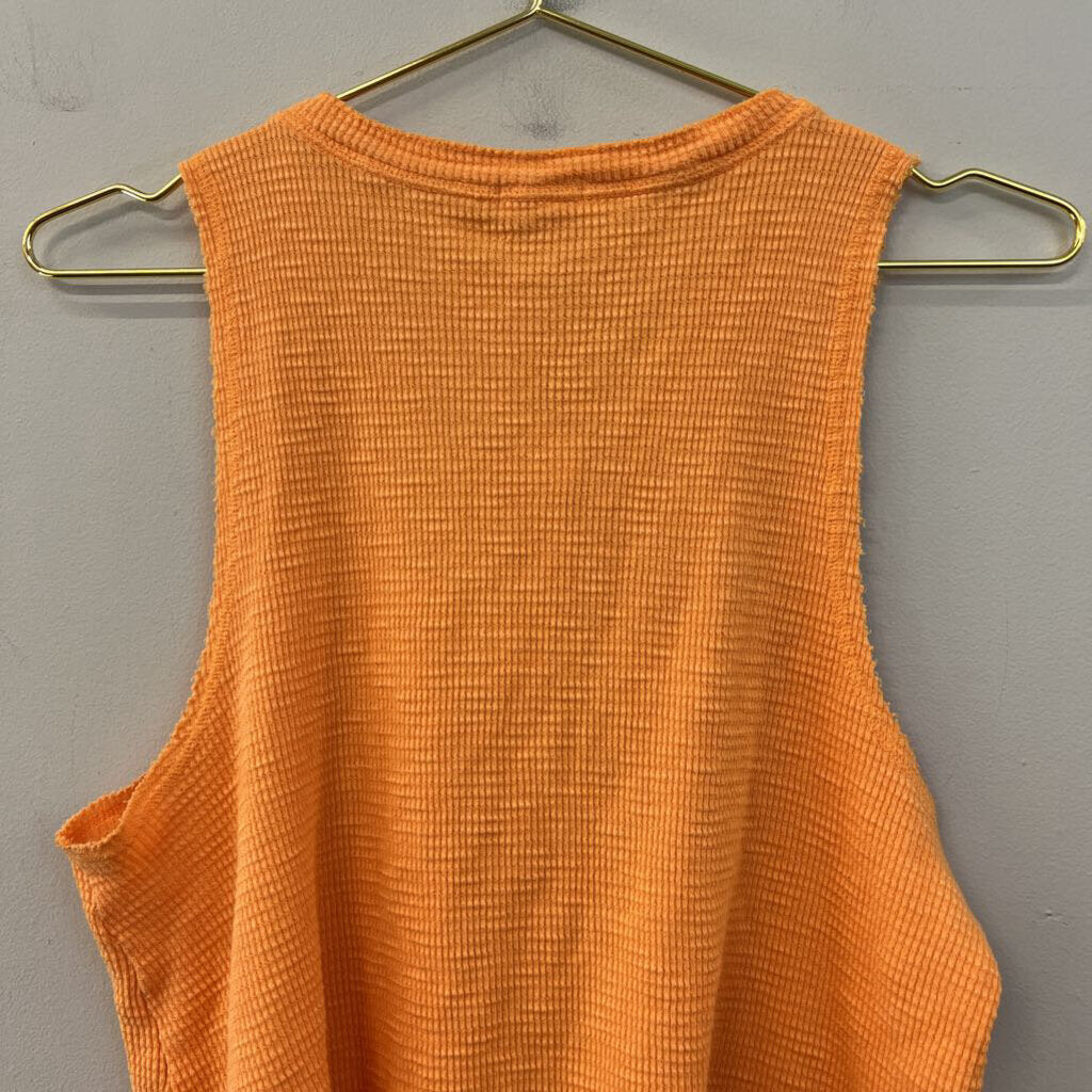 Aerie Orange Textured Cropped Tank Top Large