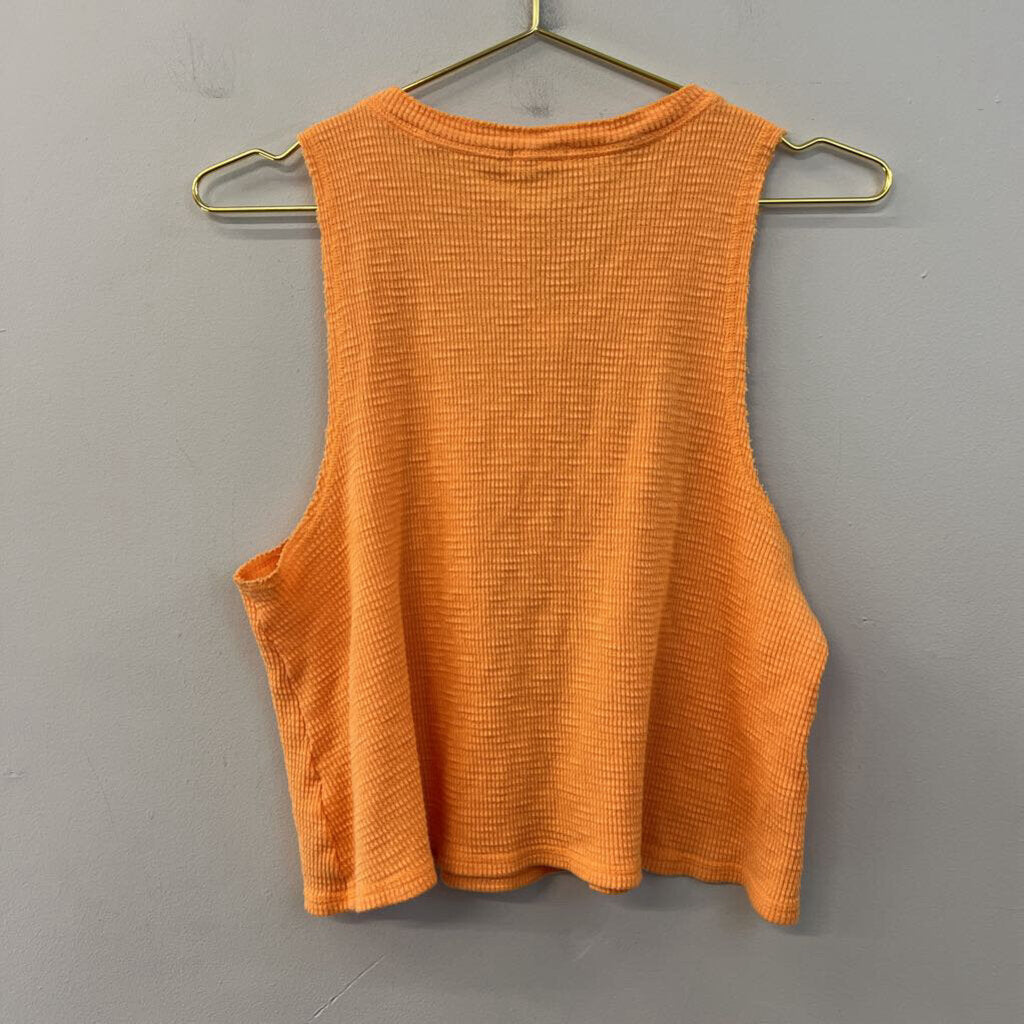 Aerie Orange Textured Cropped Tank Top Large