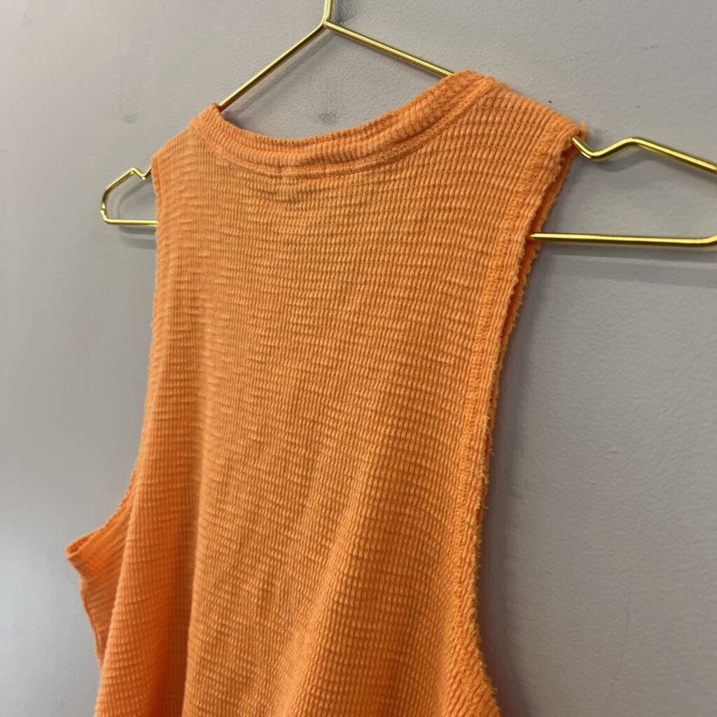Aerie Orange Textured Cropped Tank Top Large