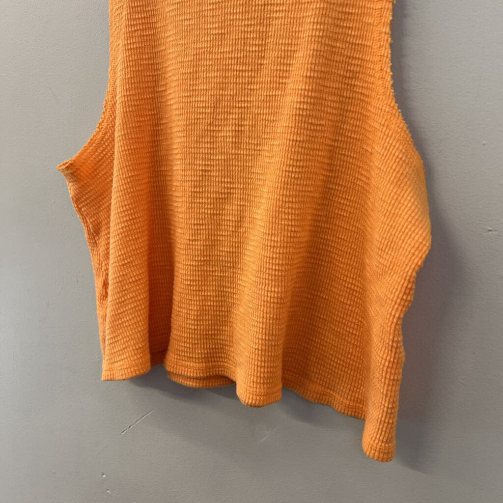 Aerie Orange Textured Cropped Tank Top Large