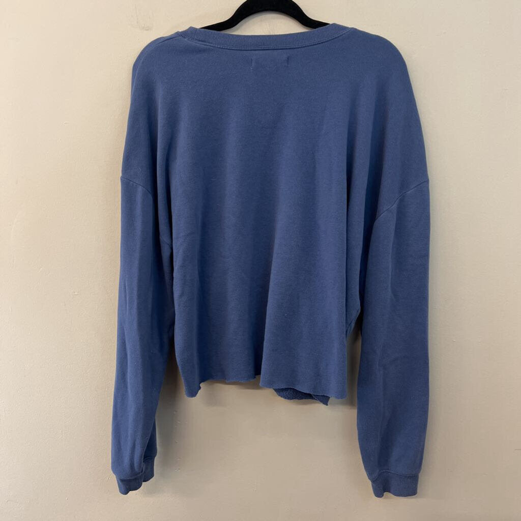 Grayson Threads Blue/ White Florence Cropped Pullover Medium