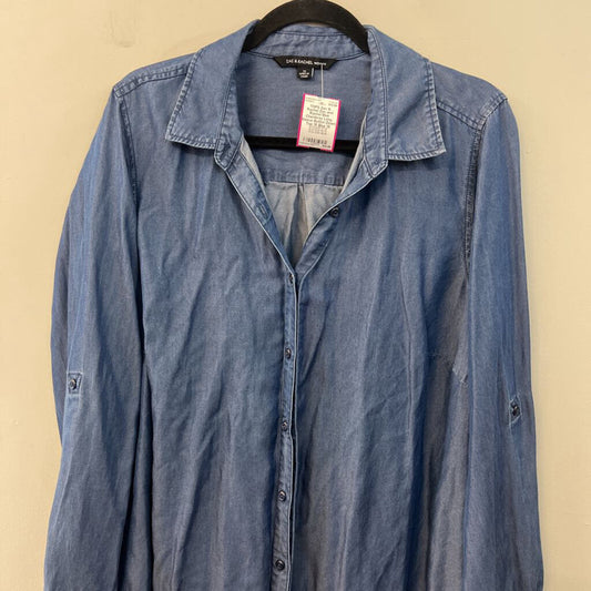 Zac and Rachel Blue Chambray Long Sleeve Button Down Top 1X