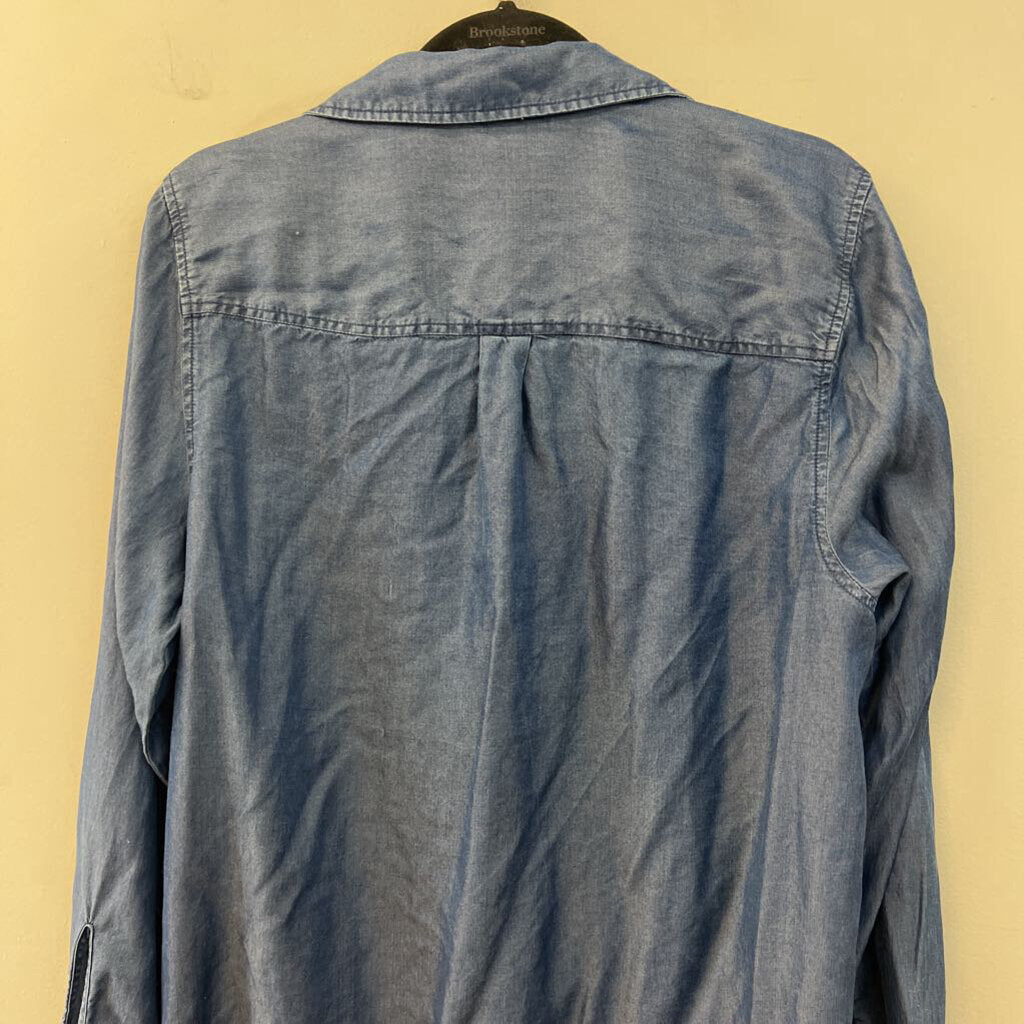 Zac and Rachel Blue Chambray Long Sleeve Button Down Top 1X