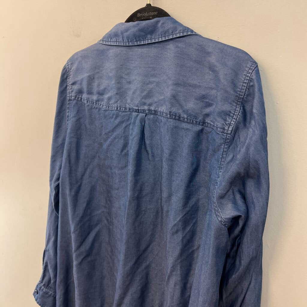 Zac and Rachel Blue Chambray Long Sleeve Button Down Top 1X