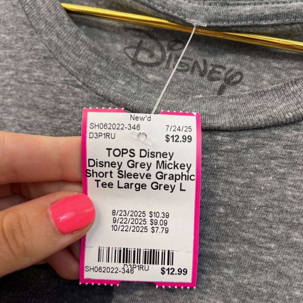 Disney Grey Mickey Short Sleeve Graphic Tee Large