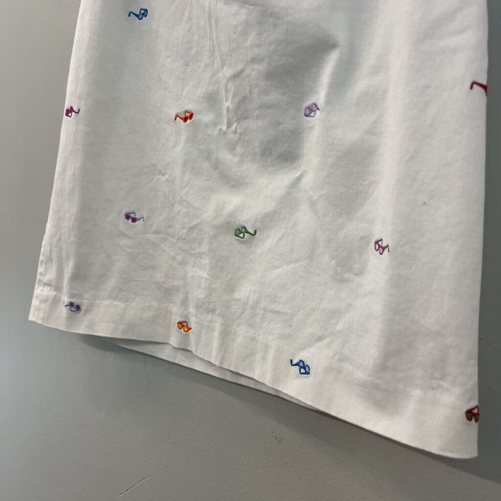 Rafaella White/ Multi Embroidered Sunglasses Skirt 6