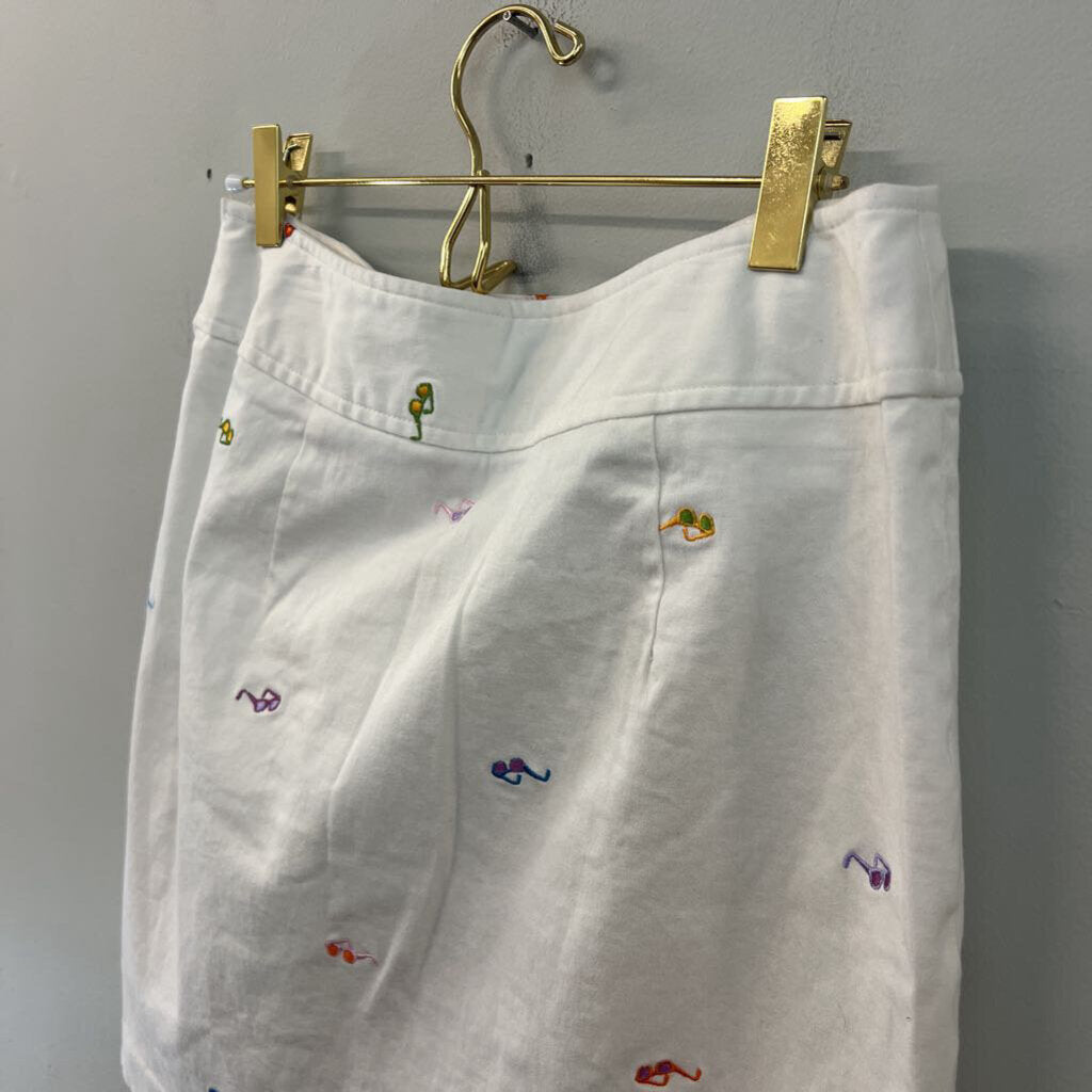 Rafaella White/ Multi Embroidered Sunglasses Skirt 6