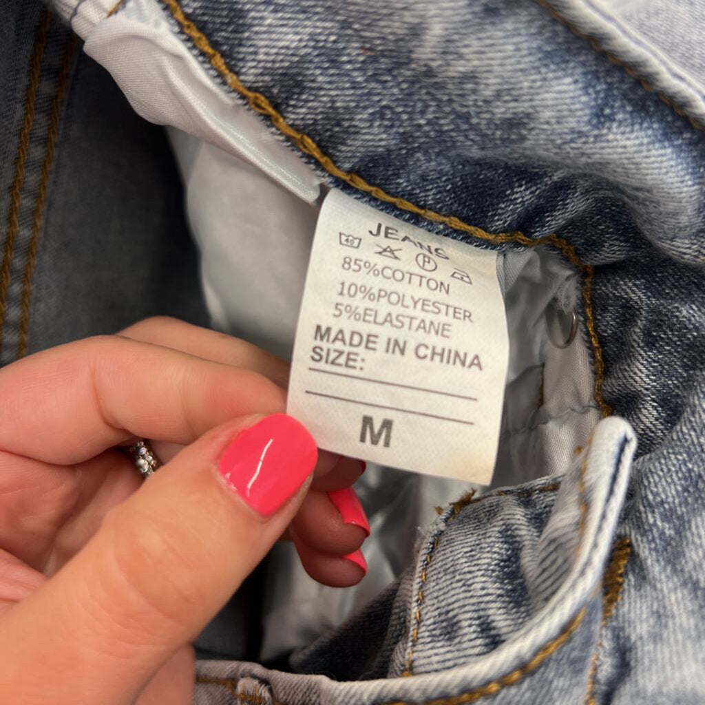 Light Wash Distressed Cut Off Denim Shorts Medium