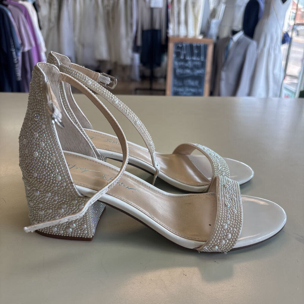 Betsey Johnson Pearl Embellished Block Heels 7