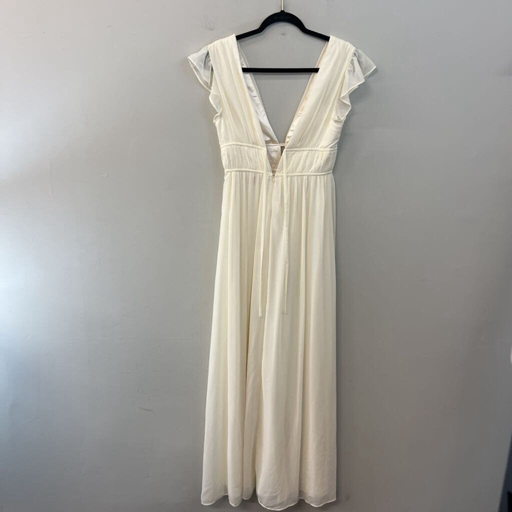 Lulus Cream Short Flutter Sleeve Maxi Dress Small