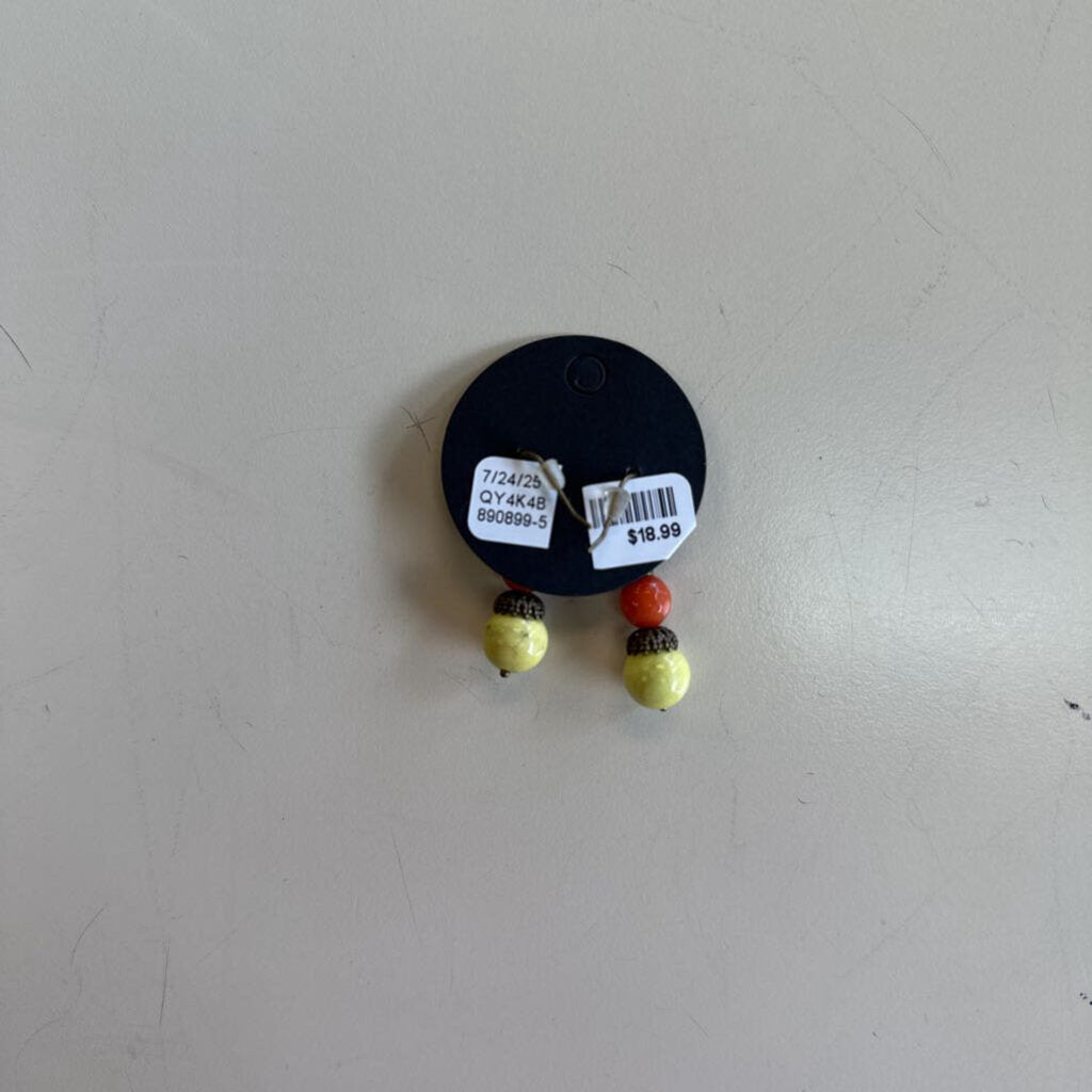 Anne Vaughan Orange/ Green Double Bead Drop Earrigns