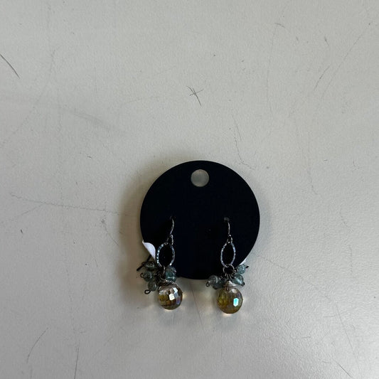 Anne Vaughan Blue/ Yellow Beaded Cluster Drop Earrings