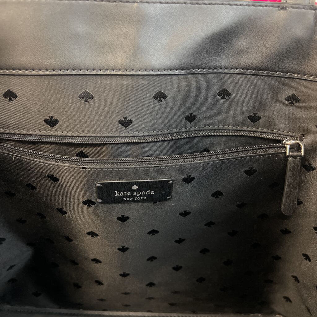 Kate Spade Black Leather Flower Embossed Tote Purse