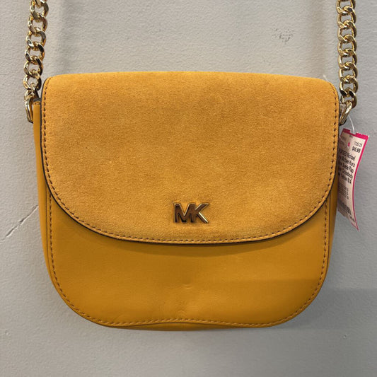 Michael Kors Yellow Suede Flap Leather Crossbody Purse