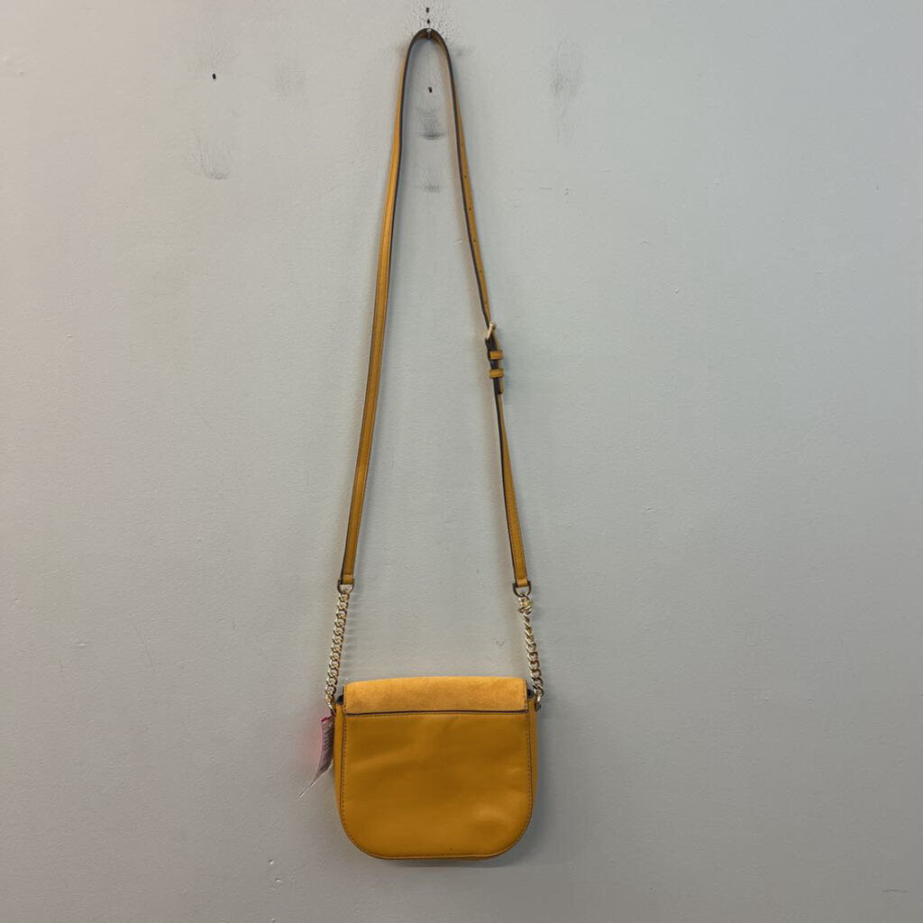 Michael Kors Yellow Suede Flap Leather Crossbody Purse