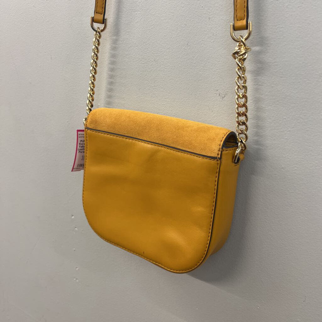 Michael Kors Yellow Suede Flap Leather Crossbody Purse