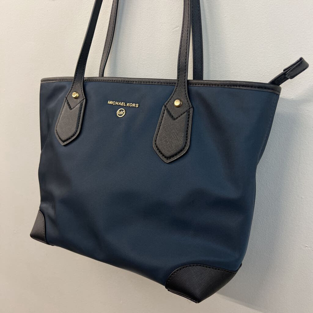 Michael Kors Navy Nylon/ Black Leather Trim Purse