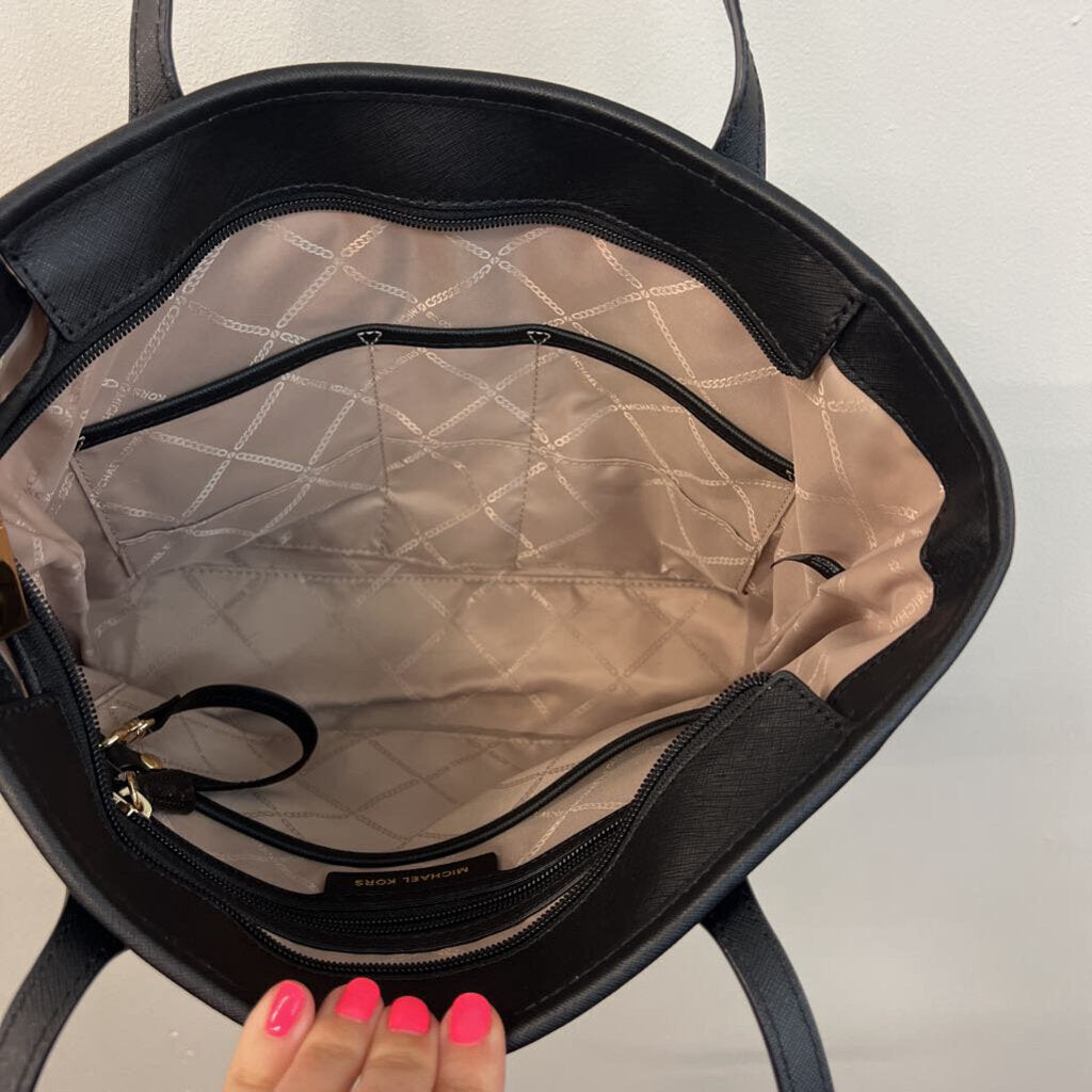 Michael Kors Navy Nylon/ Black Leather Trim Purse