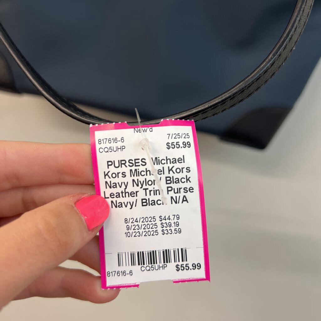 Michael Kors Navy Nylon/ Black Leather Trim Purse