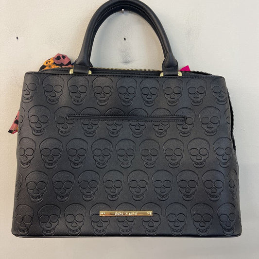 Betsey Johnson Black Leather Embossed Skull Purse
