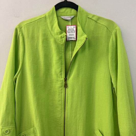 Multiples Lime Green Long Sleeve Zip Up Jacket Top Medium