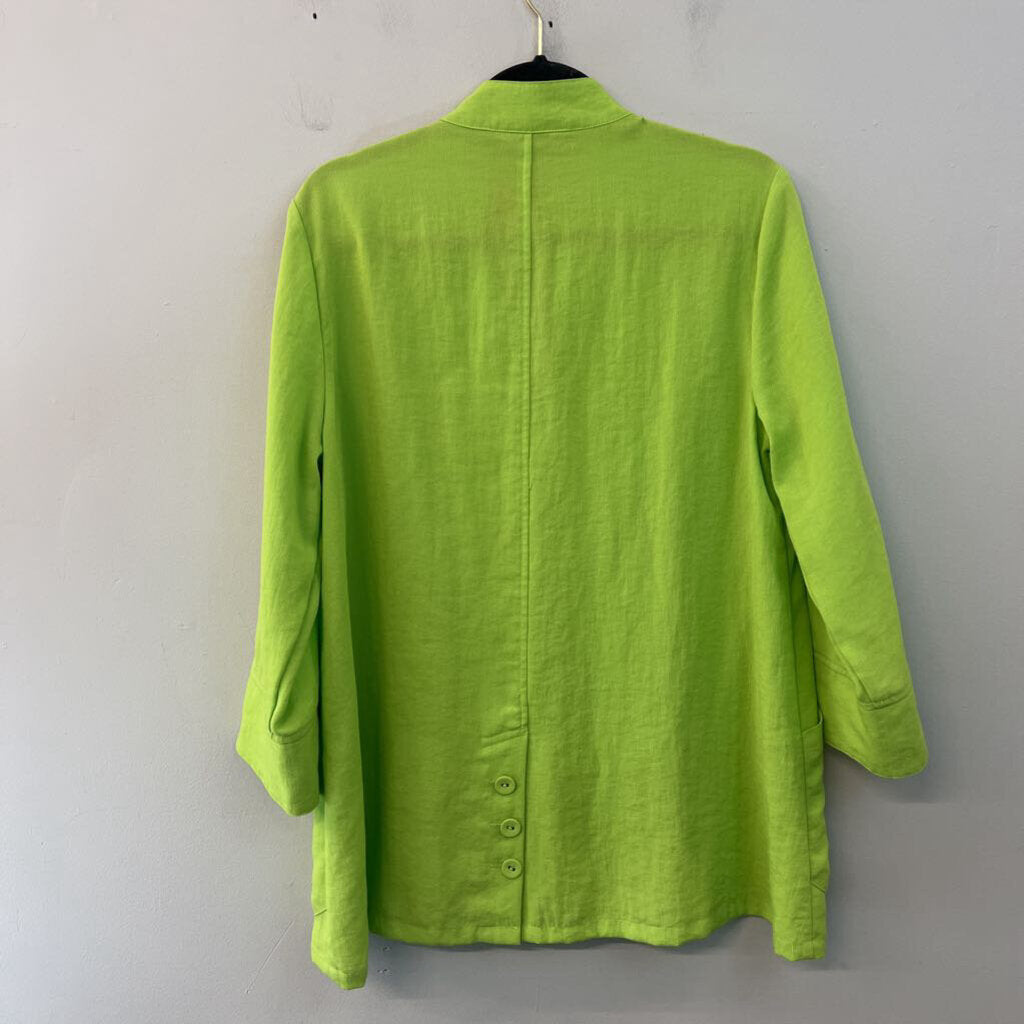 Multiples Lime Green Long Sleeve Zip Up Jacket Top Medium