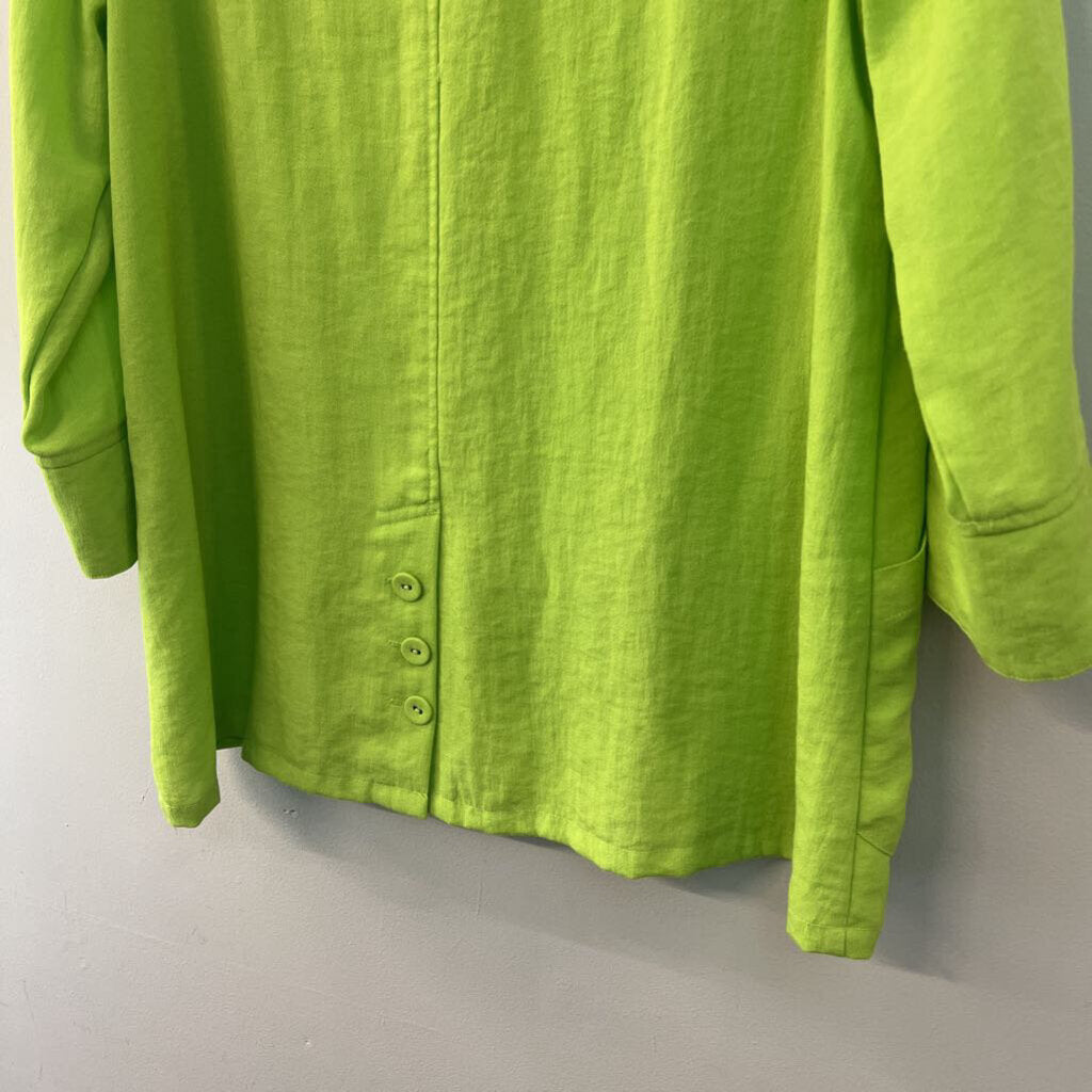 Multiples Lime Green Long Sleeve Zip Up Jacket Top Medium