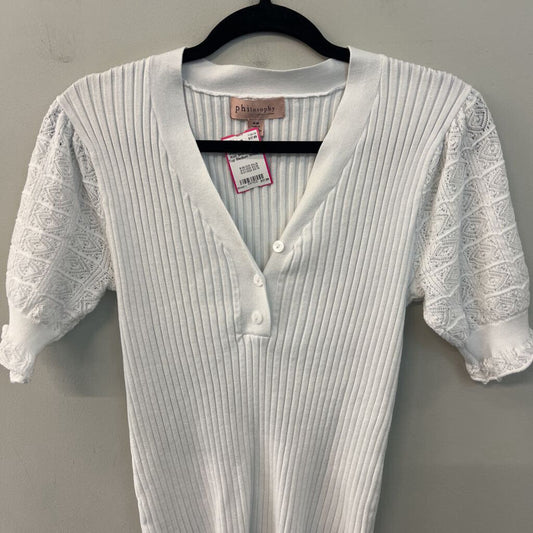 Philosophy White Knit Short Sleeve Top Medium