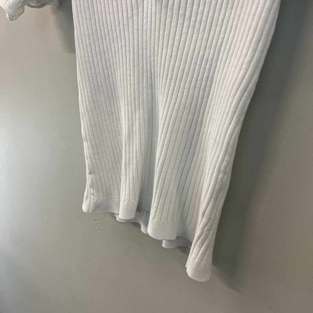Philosophy White Knit Short Sleeve Top Medium