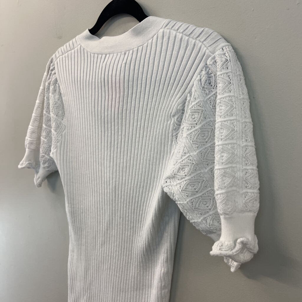 Philosophy White Knit Short Sleeve Top Medium