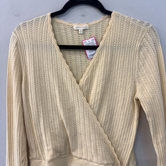 Ultra Flirt Golden Yellow Knit Cropped Long Sleeve Top Extra Large