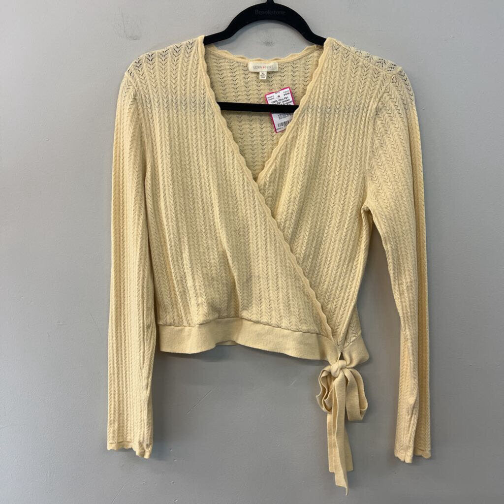 Ultra Flirt Golden Yellow Knit Cropped Long Sleeve Top Extra Large