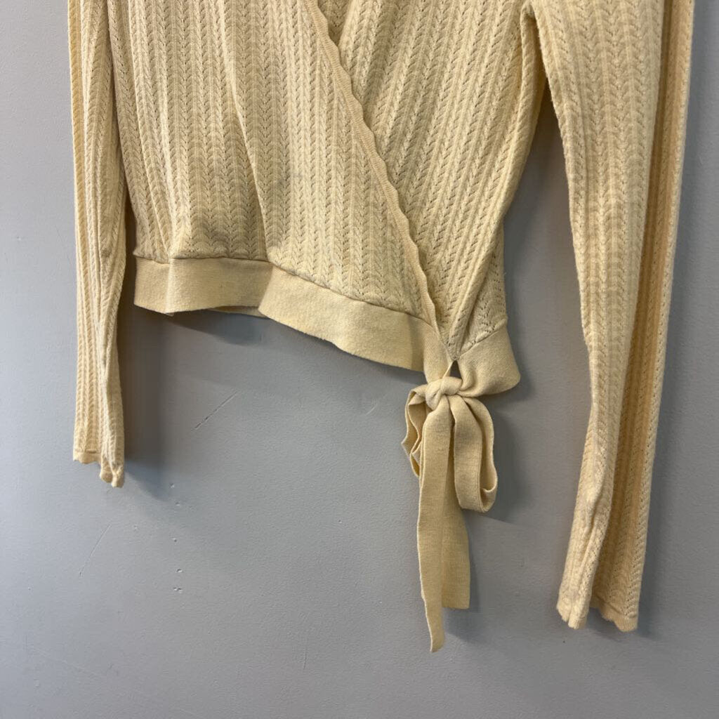 Ultra Flirt Golden Yellow Knit Cropped Long Sleeve Top Extra Large