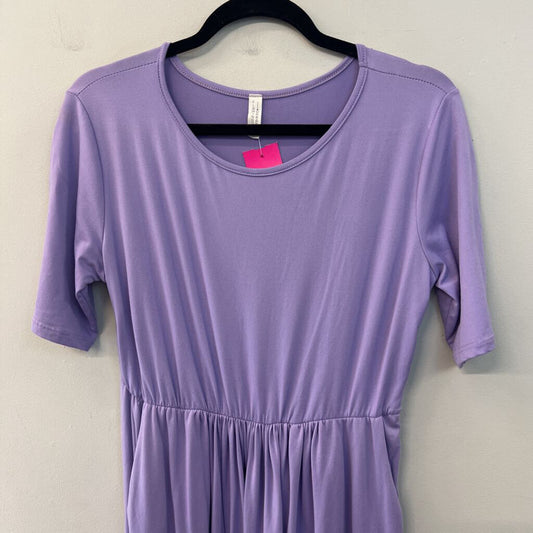 Flamingo Urban Purple Short Sleeve Maxi Dress Large