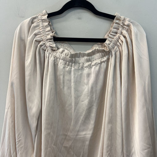 H&M Gold Silky Long Sleeve Tie Neck Top Extra Large