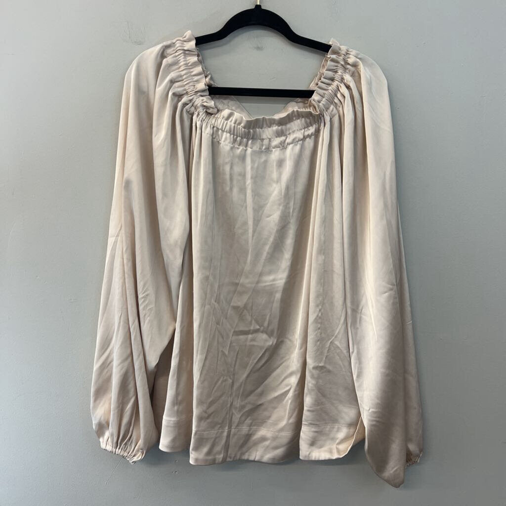 H&M Gold Silky Long Sleeve Tie Neck Top Extra Large
