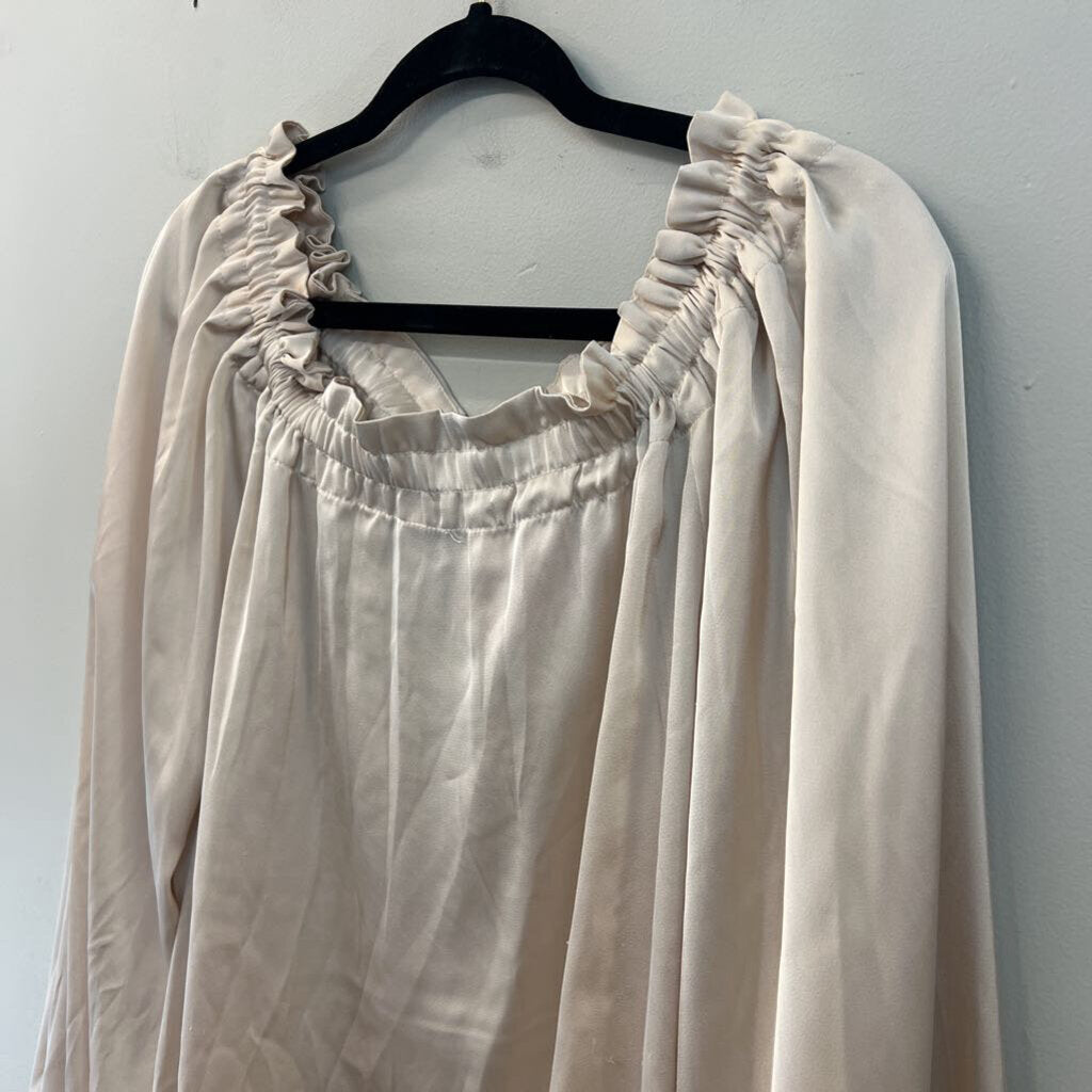 H&M Gold Silky Long Sleeve Tie Neck Top Extra Large