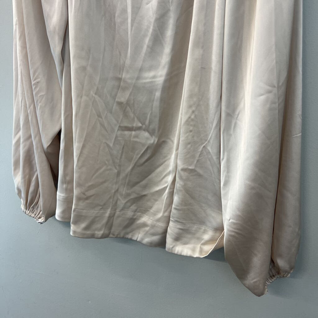 H&M Gold Silky Long Sleeve Tie Neck Top Extra Large