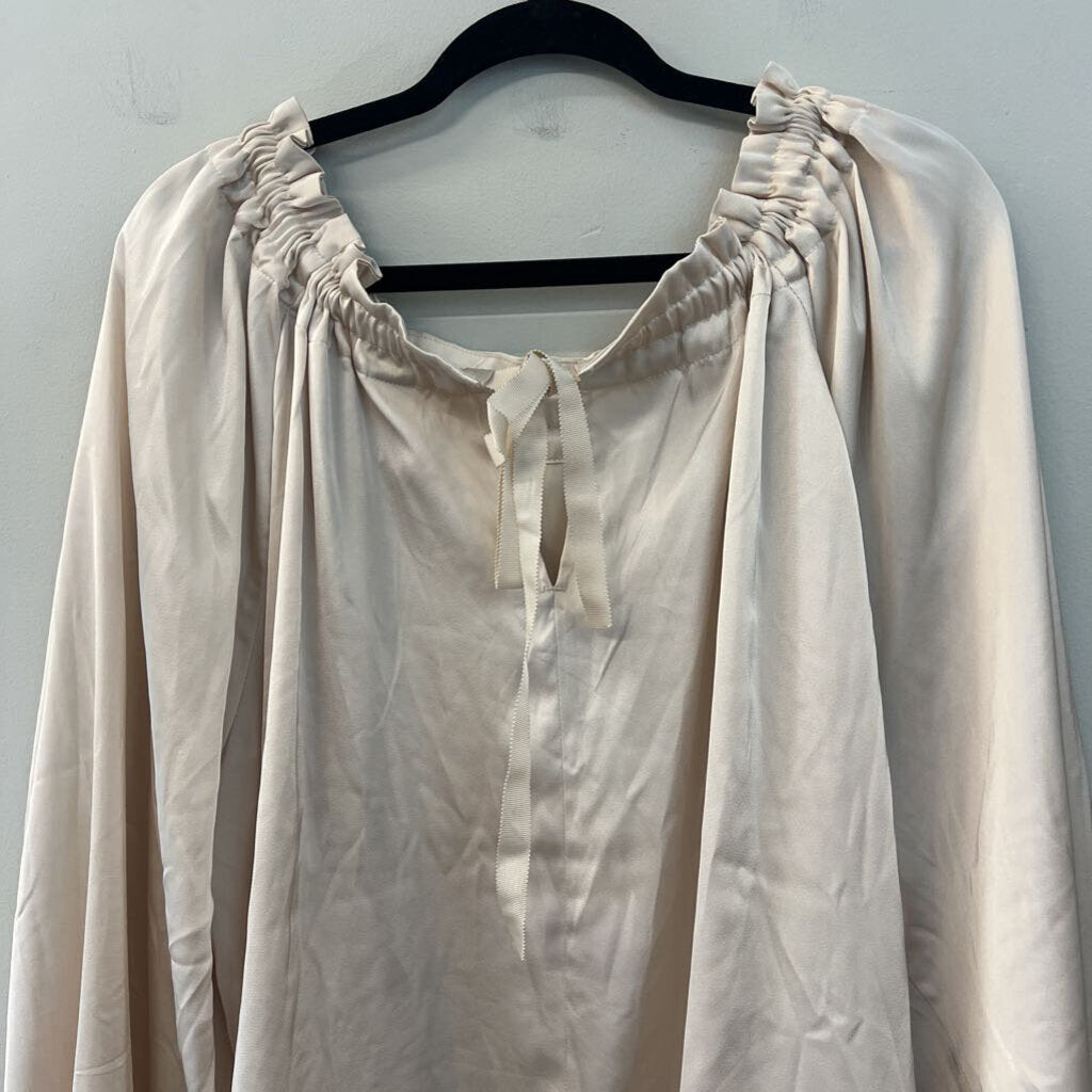 H&M Gold Silky Long Sleeve Tie Neck Top Extra Large
